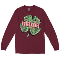 Burgundy leopard shamrock mama Long Sleeve Tee - MaliasSmallBusiness