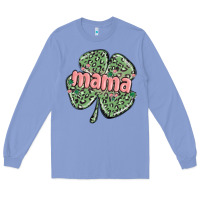 Colony Blue leopard shamrock mama Long Sleeve Tee - MaliasSmallBusiness