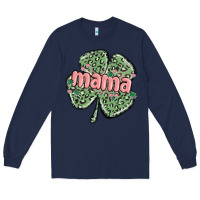 Navy leopard shamrock mama Long Sleeve Tee - MaliasSmallBusiness