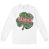 White leopard shamrock mama Long Sleeve Tee - MaliasSmallBusiness