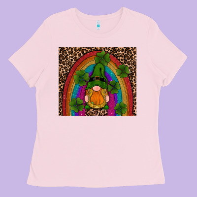 St Patricks Day Gnomes Shamrock Rainwow Ladies Tee Designed By Ranaportraitstore