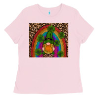 Bubblegum Pink st patricks day gnomes shamrock rainwow Ladies Tee - RanaPortraitStore