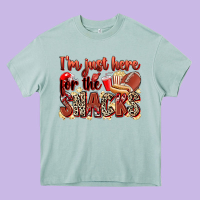I'm Just Here For The Snacks American Football Heavy Core Tee Designed By Zillion Design Studio