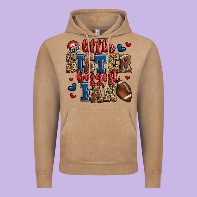 Little Sister Biggest Fan American Football Vintage Hoodie Designed By Jasminsmagicworld