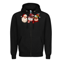 Black santa snowman reindeer Zipper Hoodie - MaliasSmallBusiness
