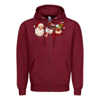 Burgundy santa snowman reindeer Zipper Hoodie - MaliasSmallBusiness