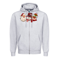 Heather Grey santa snowman reindeer Zipper Hoodie - MaliasSmallBusiness