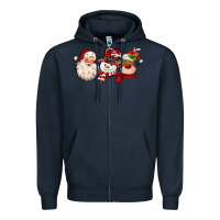 Navy santa snowman reindeer Zipper Hoodie - MaliasSmallBusiness