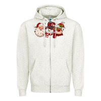 Oatmeal Heather santa snowman reindeer Zipper Hoodie - MaliasSmallBusiness