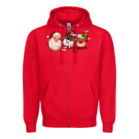 Red santa snowman reindeer Zipper Hoodie - MaliasSmallBusiness