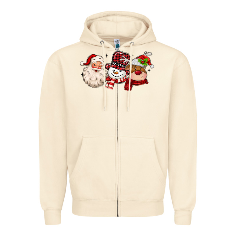 Santa Snowman Reindeer Zipper Hoodie by MaliasSmallBusiness | Teevron
