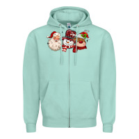 Seafoam santa snowman reindeer Zipper Hoodie - MaliasSmallBusiness
