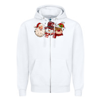 White santa snowman reindeer Zipper Hoodie - MaliasSmallBusiness