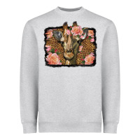 Heather Grey Western Floral Giraffe Heavyweight Sweatshirt - LillyAllenDesigns