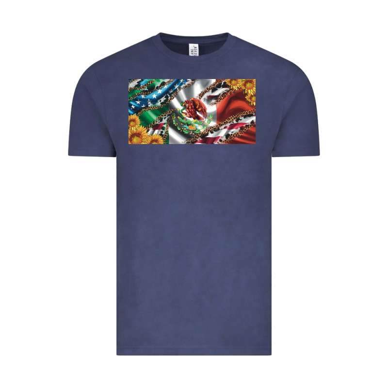 Usa Flag And Mexico Flag With Sunflower And Cowhide  License Plate Vintage Tee by Artiststas | Teevron