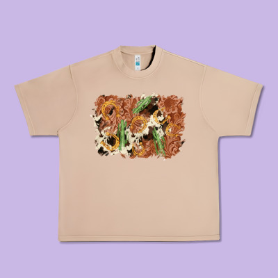 Horseshoe Cowhide Cactus Background Urban Heavy Tee Designed By Adodesignshop