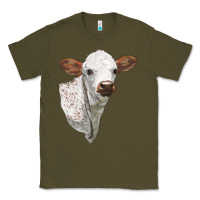 Army Green Texas Longhorn Calf Face Classic Tee - LillyAllenDesigns