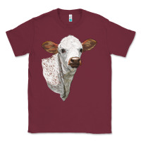 Burgundy Texas Longhorn Calf Face Classic Tee - LillyAllenDesigns