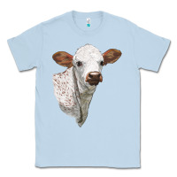 Dusty Blue Texas Longhorn Calf Face Classic Tee - LillyAllenDesigns