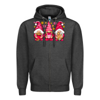 Charcoal Heather Pink Christmas gnomes Zipper Hoodie - NancyCooperArtShop