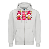 Dove Grey Pink Christmas gnomes Zipper Hoodie - NancyCooperArtShop