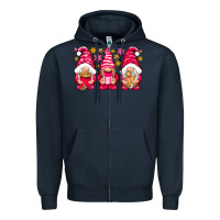 Navy Pink Christmas gnomes Zipper Hoodie - NancyCooperArtShop