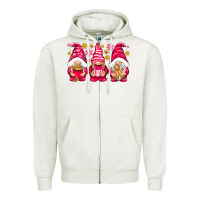 Oatmeal Heather Pink Christmas gnomes Zipper Hoodie - NancyCooperArtShop