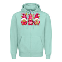 Seafoam Pink Christmas gnomes Zipper Hoodie - NancyCooperArtShop