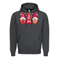 Smoke Pink Christmas gnomes Zipper Hoodie - NancyCooperArtShop