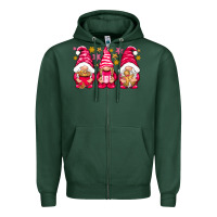 Sports Green Pink Christmas gnomes Zipper Hoodie - NancyCooperArtShop