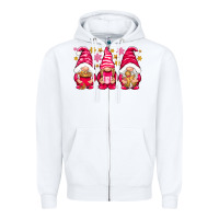 White Pink Christmas gnomes Zipper Hoodie - NancyCooperArtShop