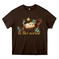 Chocolate Brown joy to the world Heavy Core Tee - RanaPortraitStore