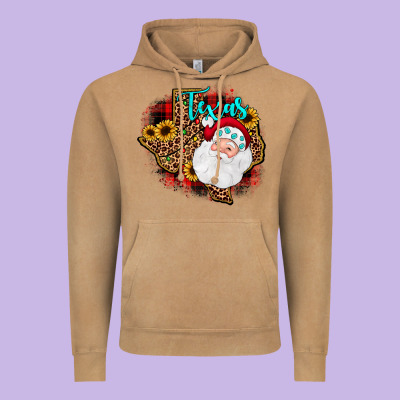 Santa Texas Map Vintage Hoodie Designed By Jahusdesignshop