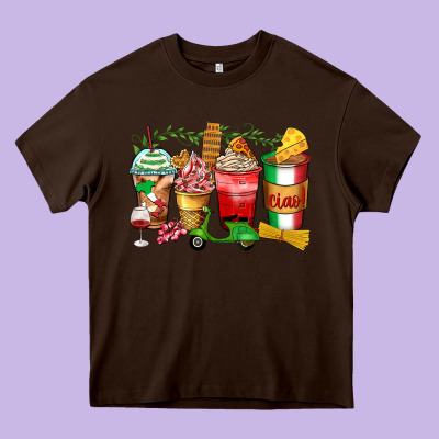 Italy Coffee Cups Heavy Core Tee Designed By Zillion Design Studio