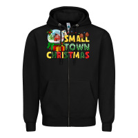 Black Small town Christmas Zipper Hoodie - NancyCooperArtShop