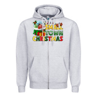 Heather Grey Small town Christmas Zipper Hoodie - NancyCooperArtShop