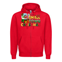 Red Small town Christmas Zipper Hoodie - NancyCooperArtShop