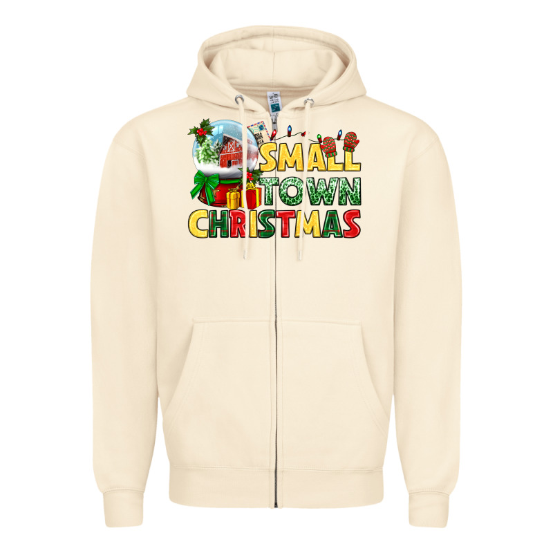 Small Town Christmas Zipper Hoodie by NancyCooperArtShop | Teevron