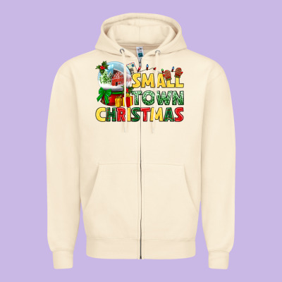 Small Town Christmas Zipper Hoodie Designed By Nancycooperartshop