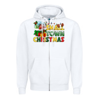 White Small town Christmas Zipper Hoodie - NancyCooperArtShop