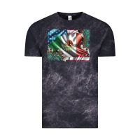 Cloud Black usa and mexico flag with leopard cowhide and gemstone background Vintage Tee - Artiststas