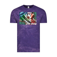 Cloud Purple usa and mexico flag with leopard cowhide and gemstone background Vintage Tee - Artiststas