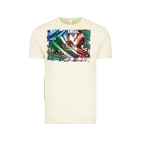 Vintage Arctic usa and mexico flag with leopard cowhide and gemstone background Vintage Tee - Artiststas