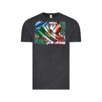 Vintage Black usa and mexico flag with leopard cowhide and gemstone background Vintage Tee - Artiststas