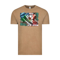 Vintage Coffee usa and mexico flag with leopard cowhide and gemstone background Vintage Tee - Artiststas