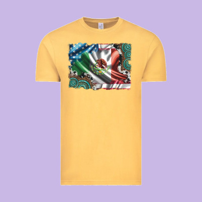 Usa And Mexico Flag With Leopard Cowhide And Gemstone Background Vintage Tee Designed By Artiststas