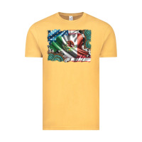 Vintage Mustard usa and mexico flag with leopard cowhide and gemstone background Vintage Tee - Artiststas