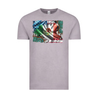 Vintage Zinc usa and mexico flag with leopard cowhide and gemstone background Vintage Tee - Artiststas
