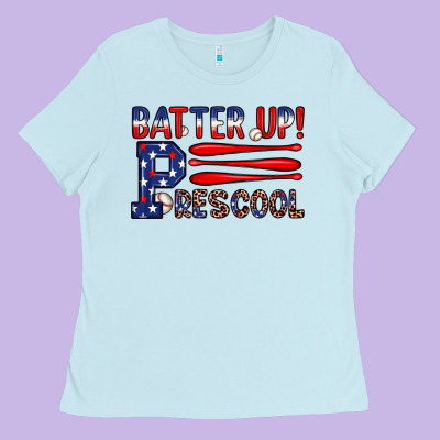 Batter Up Preschool Ladies Tee Designed By Jahusdesignshop