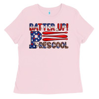 Bubblegum Pink batter up preschool Ladies Tee - JahusDesignShop